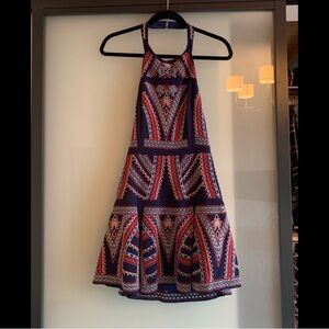 Parker Navy and Red Patterned Wedding Dress